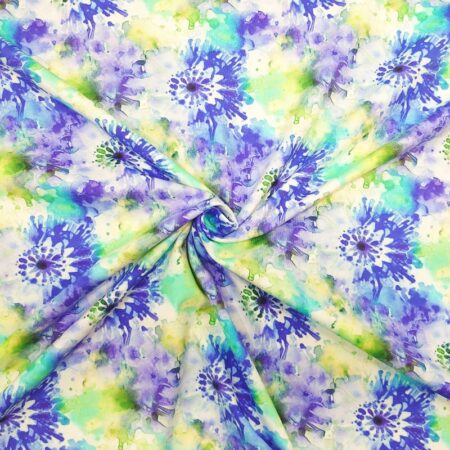 Tie Dye Green Blue Cotton Jersey - Image 4