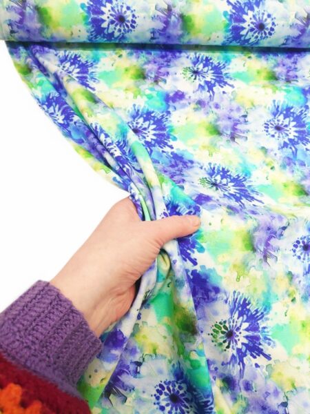 Tie Dye Green Blue Cotton Jersey - Image 3