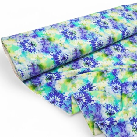 Tie Dye Green Blue Cotton Jersey - Image 2