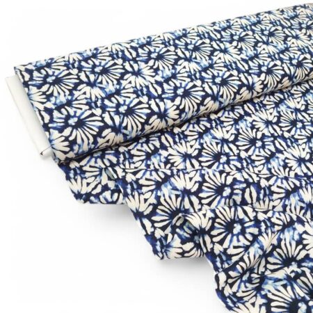Navy Daisies Viscose Linen - Image 2