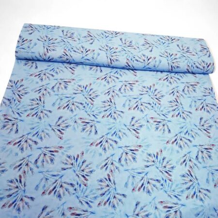 Ferns on Blue Crinkle Viscose Nylon