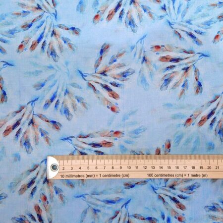 Ferns on Blue Crinkle Viscose Nylon - Image 5
