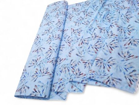 Ferns on Blue Crinkle Viscose Nylon - Image 2