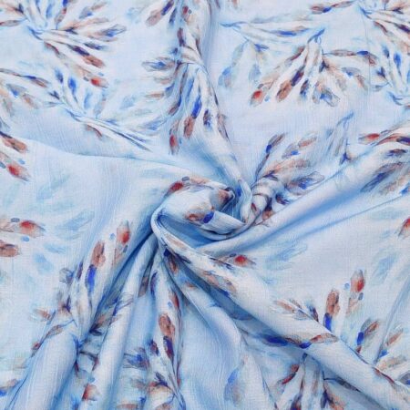 Ferns on Blue Crinkle Viscose Nylon - Image 3