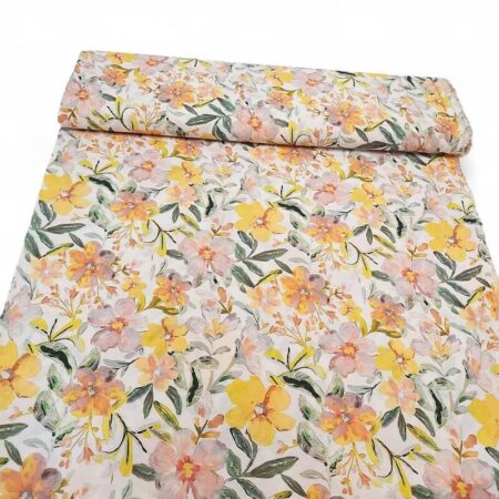 Golden Blooms Crinkle Viscose Nylon