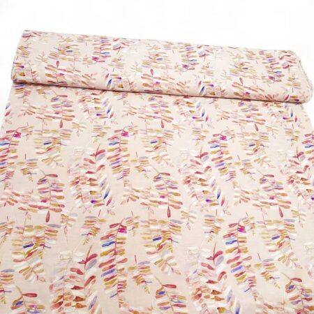 Ferns on Beige Crinkle Viscose Nylon
