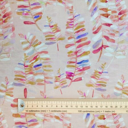 Ferns on Beige Crinkle Viscose Nylon - Image 4