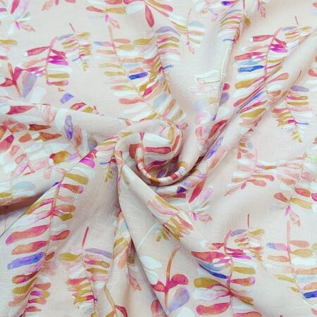 Ferns on Beige Crinkle Viscose Nylon - Image 3