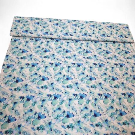 Watercolour Flowers Crinkle Viscose Nylon