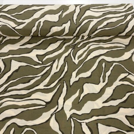 Abstract Stripe Khaki Airflow Viscose - Image 3