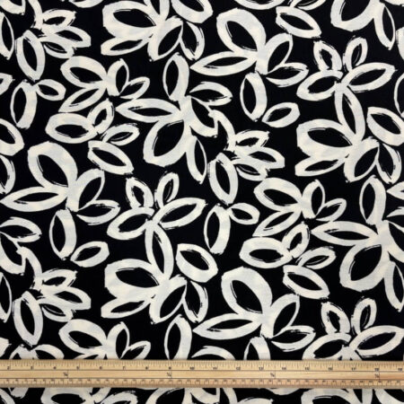 Black and White Flowers Airflow Viscose - Image 2