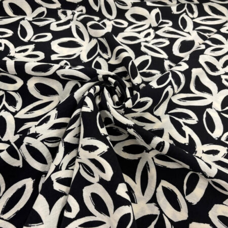 Black and White Flowers Airflow Viscose - Image 3