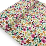 Colourful Flower White Cotton Jersey