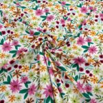 Colourful Flower White Cotton Jersey