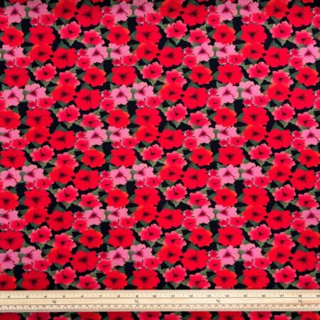 Aloha Red Hibiscus Cotton Jersey - Image 2