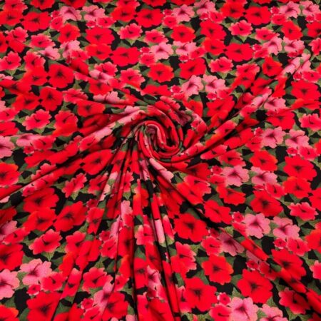 Aloha Red Hibiscus Cotton Jersey - Image 3