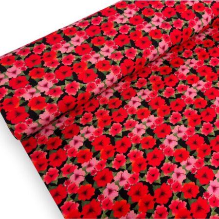 Aloha Red Hibiscus Cotton Jersey