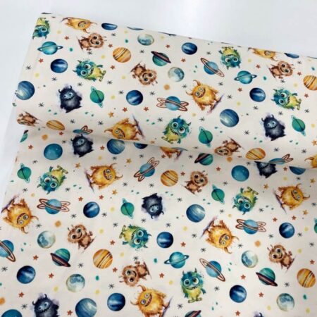 Space Monsters Cotton Jersey