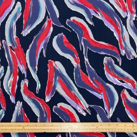 Feather Stripe Dark Navy Viscose - Image 2