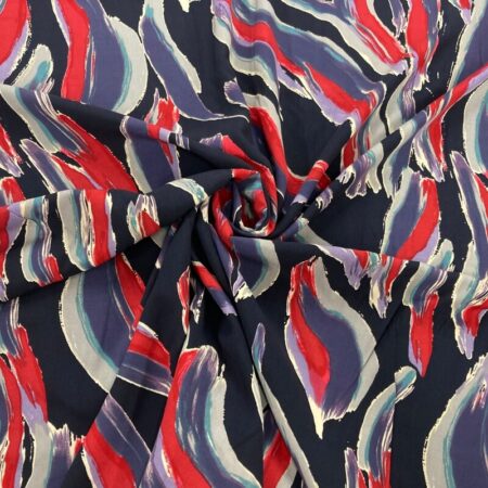 Feather Stripe Dark Navy Viscose - Image 3