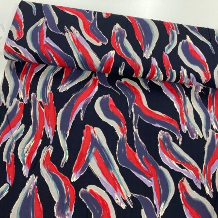 Feather Stripe Dark Navy Viscose