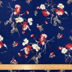 Navy Flower Bunch Viscose Twill