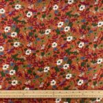 Autumn Flowers Rust Viscose Twill