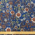 Vintage Flowers Denim Blue Viscose Twill