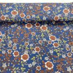 Vintage Flowers Denim Blue Viscose Twill