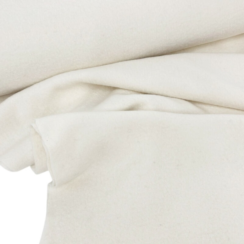 Image of Ecru Boiled Wool Fabric