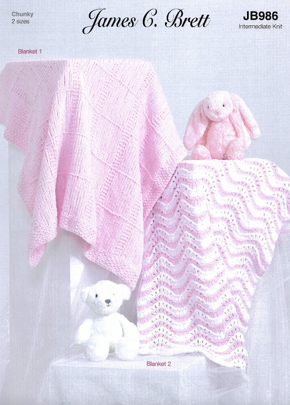 James C Brett Flutterby Blankets Pattern JB986