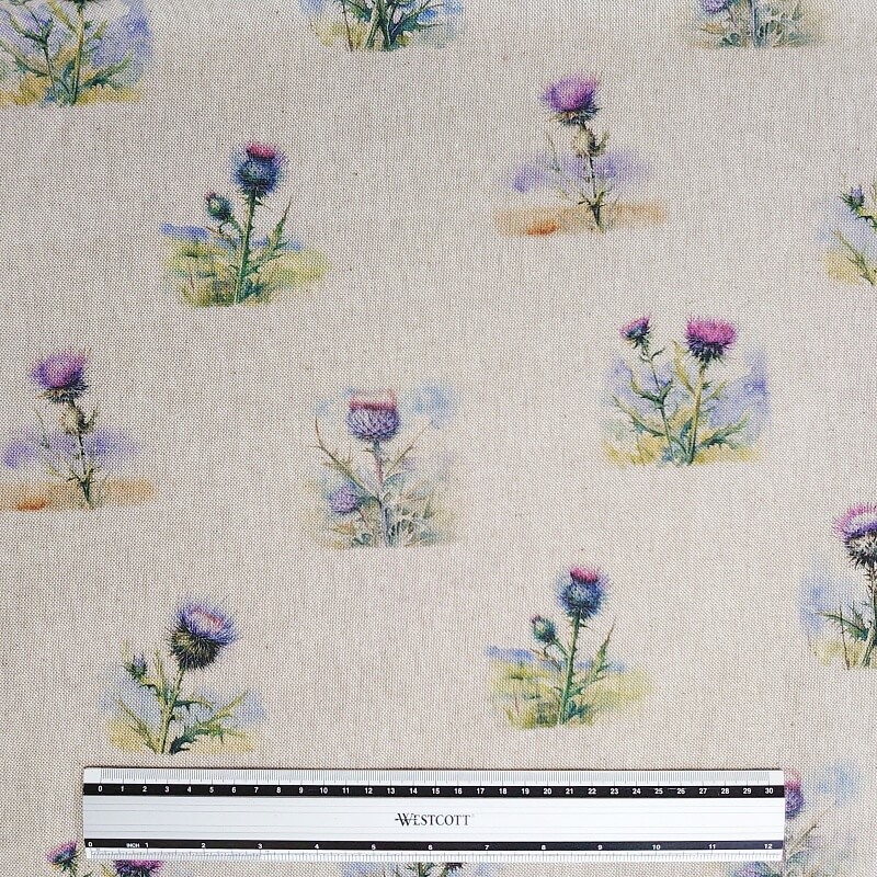 Image of Purple Thistle All Over Linen Look