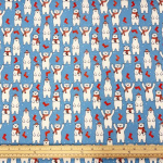 Waving Polar Bears Christmas Polycotton