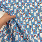 Waving Polar Bears Christmas Polycotton