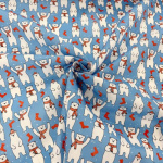 Waving Polar Bears Christmas Polycotton