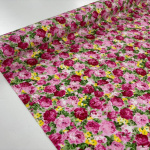 Pink Cabbage Roses Cotton Poplin