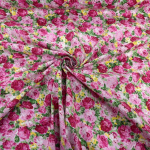Pink Cabbage Roses Cotton Poplin