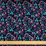 Turquoise Ditsy Flowers Cotton Poplin