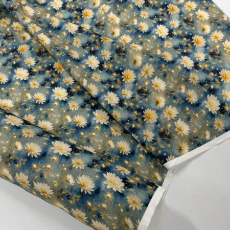 Midnight Garden Flowers Cotton Poplin