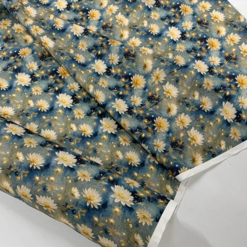 Image of Midnight Garden Flowers Cotton Poplin