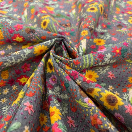 Wildflower with Butterfly Cotton Poplin