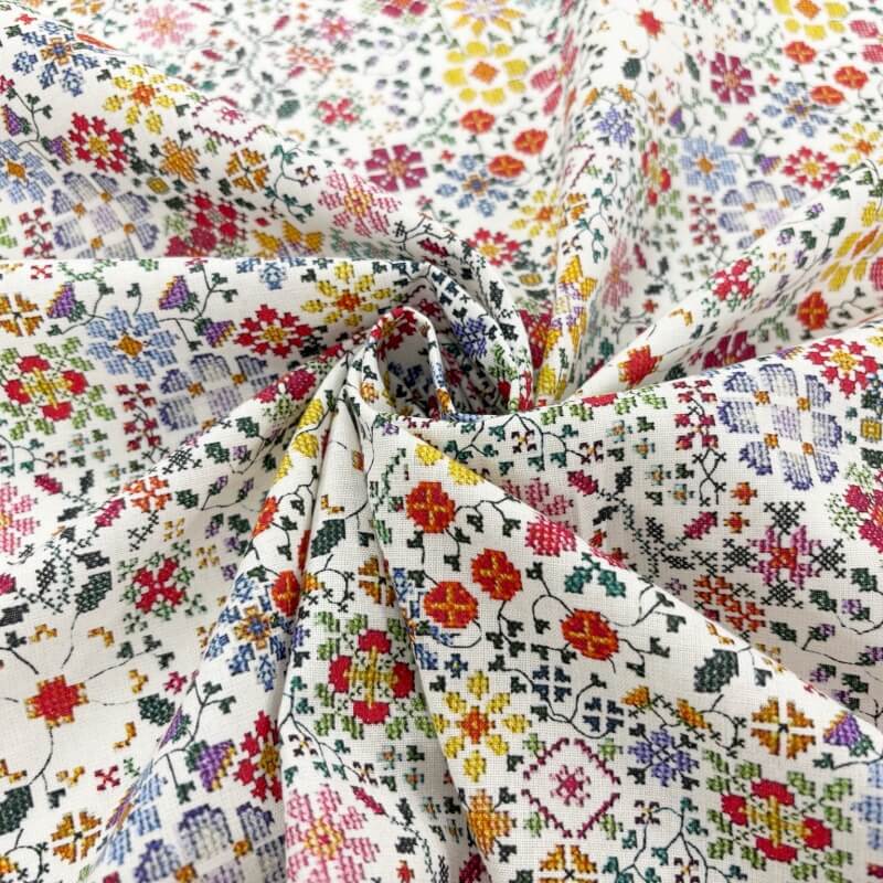 Image of Cross Stitch Garden Cotton Poplin