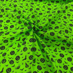 Pumpkins and Bats Halloween Polycotton