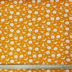 Pumpkins and Bats Halloween Polycotton