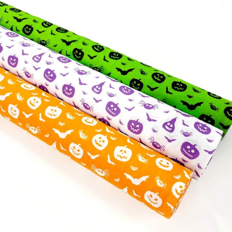 Image of Pumpkins and Bats Halloween Polycotton