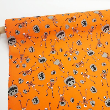 Pumpkin Head Skeletons Halloween Polycotton