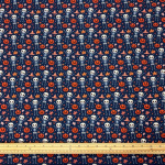 Happy Skeletons and Pumpkins Halloween Polycotton
