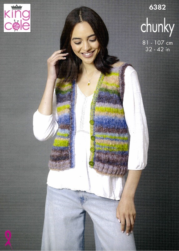 Image of King Cole Waistcoat and Tank Top Pattern 6382