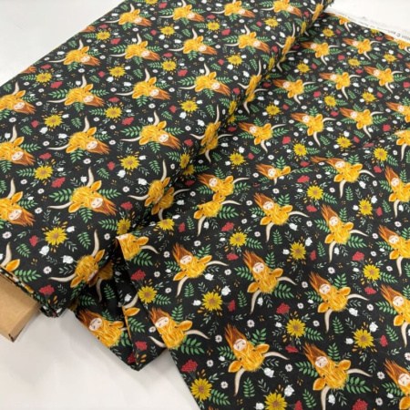 Highland Cow Bloom Quilting Cotton