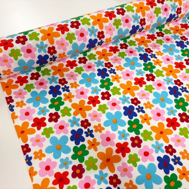 Image of Colourful Daisies Polycotton